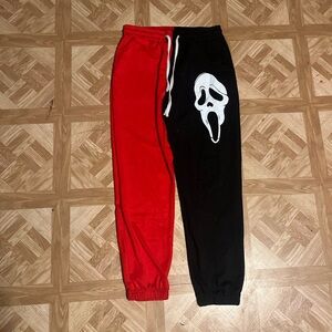 Mens Red and Black Joggers with Graphic Design